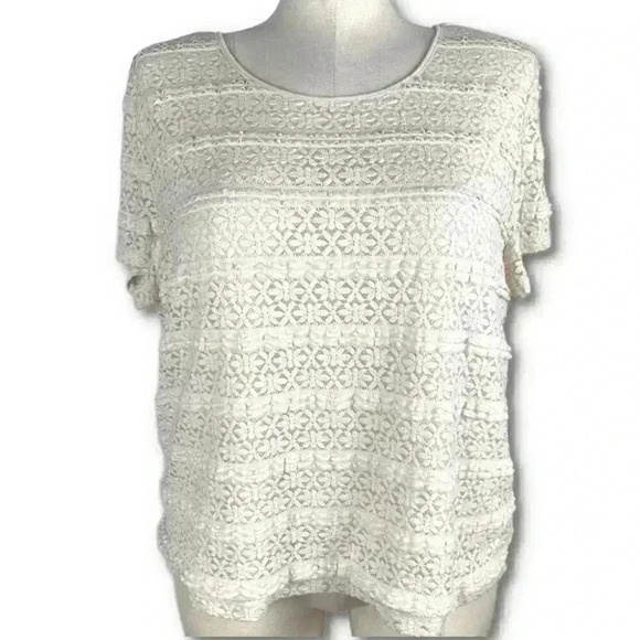 Alfred Dunner Womens top size XL cream floral eyelet - Picture 8 of 8